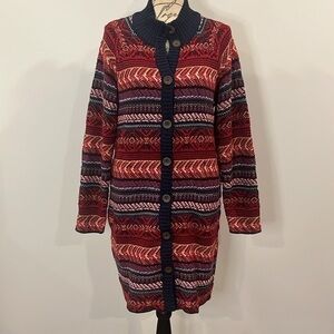 St. John’s Bay textured button front long cardigan duster sweater